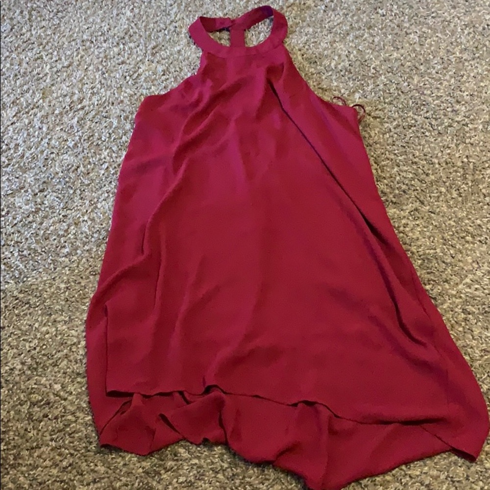 Red halter dress with beading